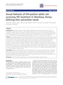 Sexual behavior of HIV-positive adults not accessing HIV treatment in Mombasa, Kenya: Defining their prevention needs