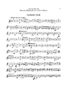 Partition clarinette 1, 2 (B♭), Slavonic Rhapsodies, Slovanské rapsodie