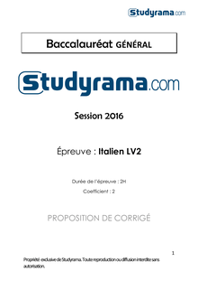 Corrige BACES Italien LV2 2016