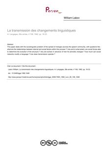 La transmission des changements linguistiques - article ; n°108 ; vol.26, pg 16-33