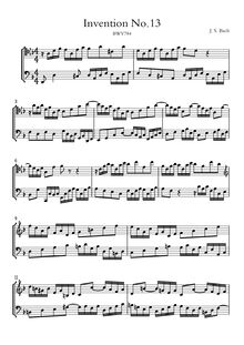 Partition complète, Inventions n°3 par Johann Sebastian Bach