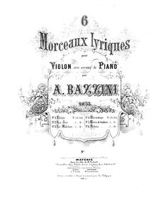 Partition violon et partition de piano, 6 Morceaux lyriques, Bazzini, Antonio