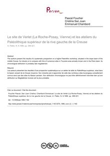 Le site de Verlet (La Roche-Posay, Vienne) et les ateliers du Paléolithique supérieur de la rive gauche de la Creuse - article ; n°1 ; vol.8, pg 299-321
