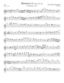 Partition ténor viole de gambe 1, octave aigu clef, Fantasia pour 5 violes de gambe, RC 32