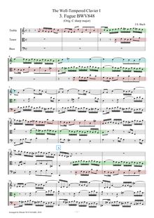 Partition Thematic analysis score, Das wohltemperierte Klavier I par Johann Sebastian Bach