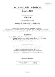 Sujet BAC général 2015 : LV2 Italien