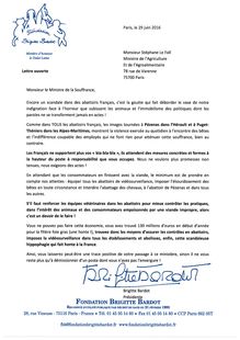 La lettre ouverte de Brigitte Bardot au ministre de l Agriculture