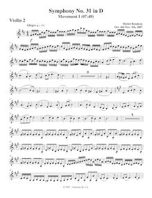 Partition violons II, Symphony No.31, D major, Rondeau, Michel par Michel Rondeau