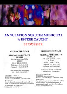 #MUNICIPALES2014 à Estrée-Cauchy, #FabricePLOUVIER :LE TRIBUNAL ADMINISTRATIF REFUSE DE RECONNAITRE LA #DISCRIMINATION 
