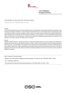 Sociétés et économie alimentaire - article ; n°1 ; vol.255, pg 54-60