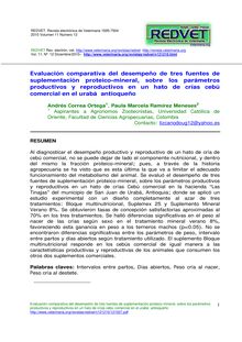 Evaluación comparativa del desempeño de tres fuentes de suplementación proteico-mineral, sobre los parámetros productivos y reproductivos en un hato de crías cebú comercial en el urabá  antioqueño