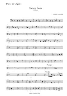 Partition Basso ad organo, Canzon Prima à 2 Bassi, Frescobaldi, Girolamo