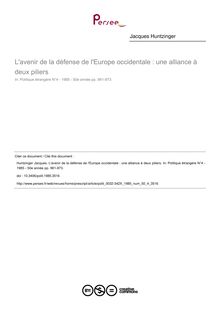 L avenir de la défense de l Europe occidentale : une alliance à deux piliers - article ; n°4 ; vol.50, pg 961-973