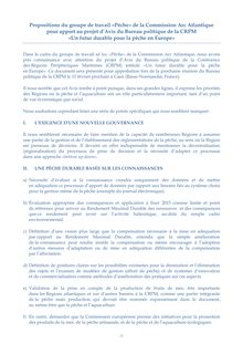 Propositions du groupe de travail «Pêche» de la Commission Arc ...