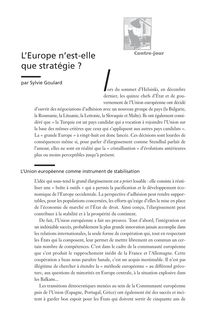 L Europe n est-elle que stratégie ? - article ; n°1 ; vol.7, pg 6-14