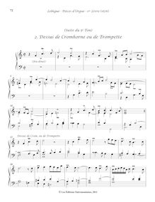 Partition , Dessus de Cromhorne ou de Trompette, Livre d orgue No.1