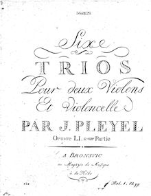 Partition violoncelle, 3 corde Trios, B.413-415, Pleyel, Ignaz