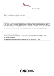Communication et démocratie - article ; n°1 ; vol.107, pg 57-68