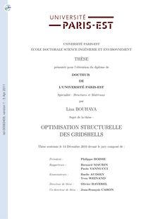 Optimisation structurelle des gridshells, Structural optimization of Gridshells