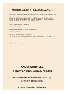 Andersonville — Volume 1 - A Story of Rebel Military Prisons