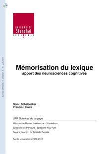 Mémorisation du lexique apport des neurosciences cognitives