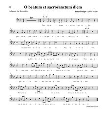 Partition basse enregistrement , O beatum et sacrosanctum diem, B♭ major