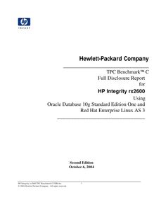 HP Integrity rx2600 TPC Benchmark C FDR