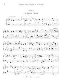 Partition , Fugue Grave, Livre d orgue No.1, Premier Livre d Orgue