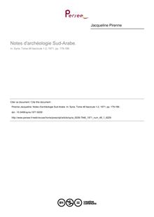 Notes d archéologie Sud-Arabe.  - article ; n°1 ; vol.48, pg 179-186