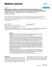 Malaria prevention in north-eastern Tanzania: patterns of expenditure and determinants of demand at the household level