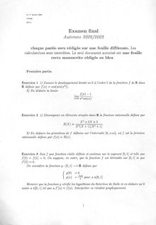 Bases d algèbre et d analyse 2002 Tronc Commun Université de Technologie de Belfort Montbéliard