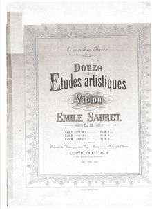 Partition Book 2 (Nos.5-9), 12 Artistic Etudes, Op.38, Douze études artistiques : pour le violon, op. 38 / par Emile Sauret.