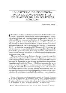 Un criterio de eficiencia para la concepción y evaluación de las políticas públicas (An Efficiency Criterion for the Conception and Evaluation of Public Policies)