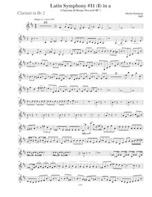 Partition clarinette 2 (B♭), Symphony No.11  Latin , A minor, Rondeau, Michel par Michel Rondeau