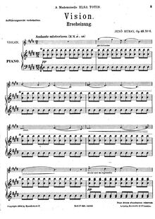 Partition de piano et partition de violon, 10 Morceaux, Op.49 par Jenö Hubay
