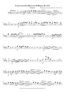 Partition basson 1/2, cor Concerto, Horn Concerto No.1, D major