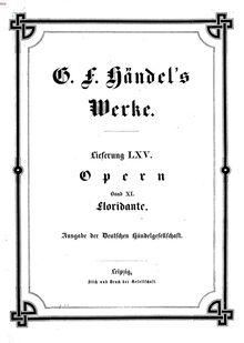 Partition complète, Floridante, Handel, George Frideric par George Frideric Handel