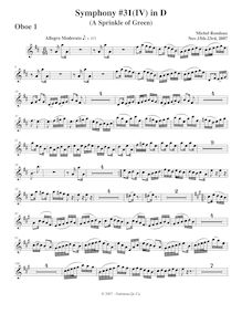 Partition hautbois 1, Symphony No.31, D major, Rondeau, Michel