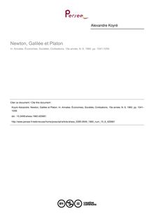 Newton, Galilée et Platon - article ; n°6 ; vol.15, pg 1041-1059