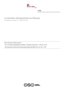 La révolution démographique au Mexique - article ; n°1 ; vol.30, pg 161-163
