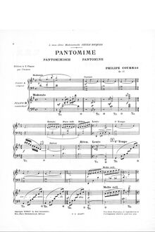 Partition complète, Pantomime, Op.32, Courras, Philippe par Philippe Courras