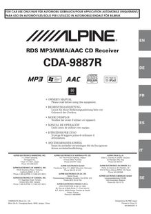 Notice Système de voiture Audio Alpine  CDA-9887R