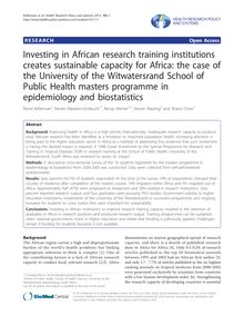Investing in African research training institutions creates sustainable capacity for Africa: the case of the University of the Witwatersrand School of Public Health masters programme in epidemiology and biostatistics