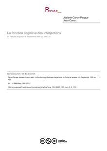 La fonction cognitive des interjections - article ; n°6 ; vol.3, pg 111-120