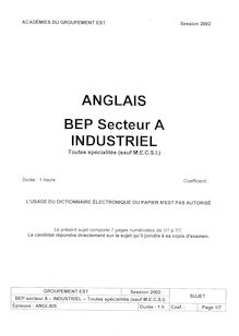 Anglais session 2002 BEP Microtechniques