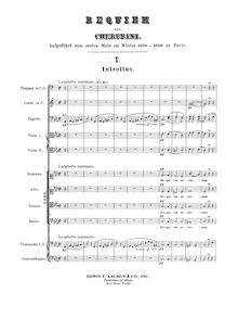 Partition complète, Requiem en C minor, Cherubini, Luigi par Luigi Cherubini