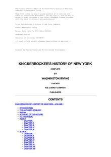 Knickerbocker s History of New York, Complete