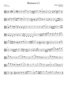 Partition ténor viole de gambe 1, alto clef, fantaisies pour 5 violes de gambe par John Jenkins