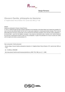Giovanni Gentile, philosophe du fascisme - article ; n°1 ; vol.21, pg 71-82