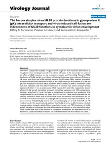 The herpes simplex virus UL20 protein functions in glycoprotein K (gK) intracellular transport and virus-induced cell fusion are independent of UL20 functions in cytoplasmic virion envelopment